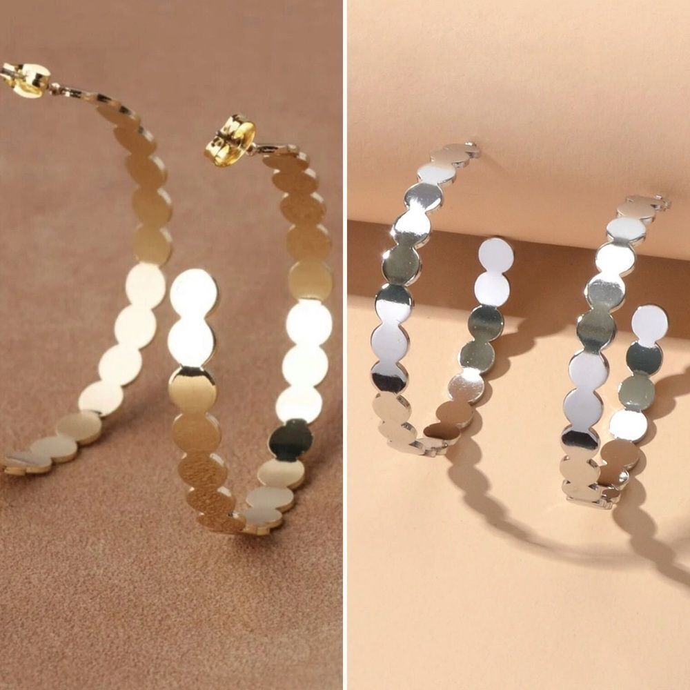 Elegant Gold and Silver Hoop Earrings (Bundle of 2) - Picture 5 of 13